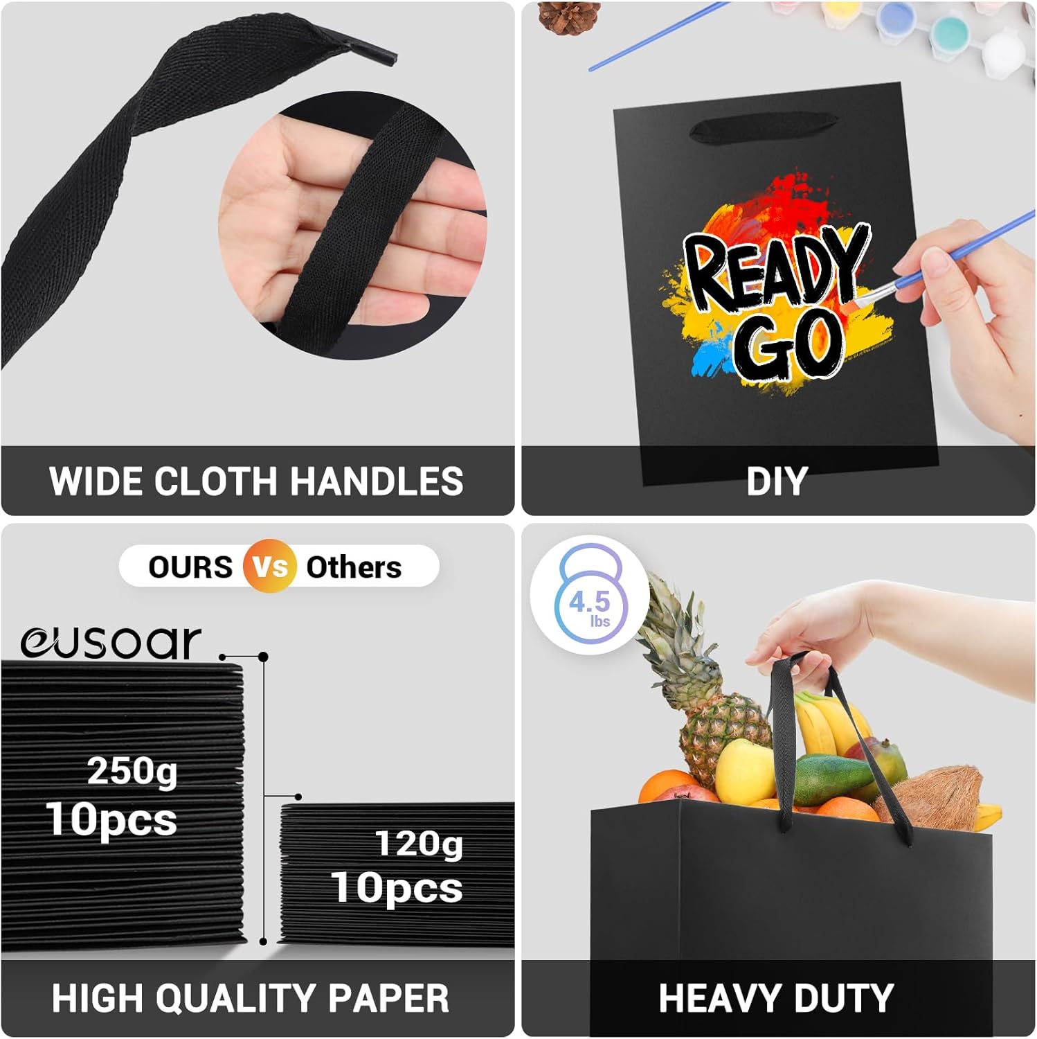 Bolsas de Papel Negro 30 PCS Bolsas de Papel Negro 30 PCS